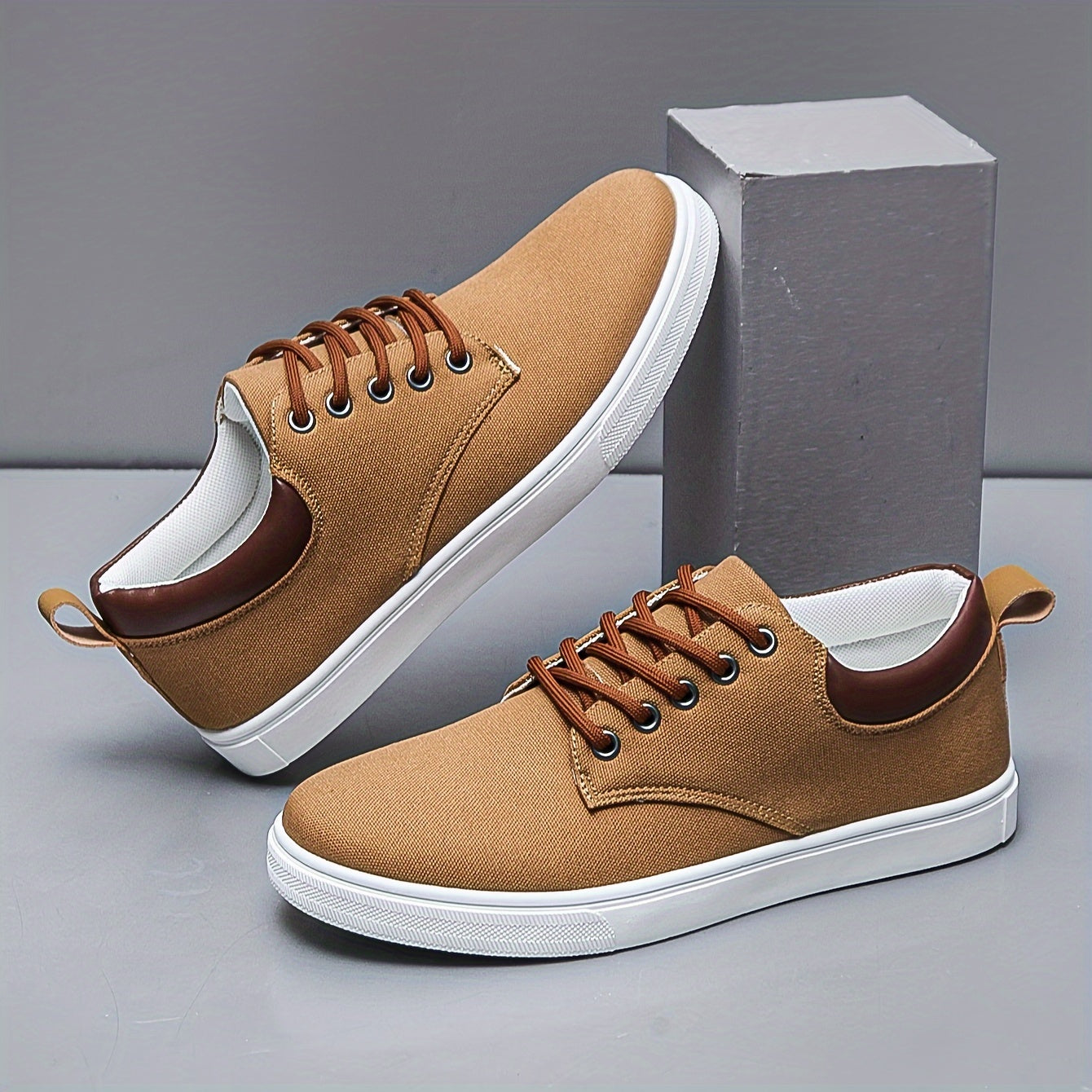 Trendy Solid Skate Shoes, Casual Lace Up Sneakers